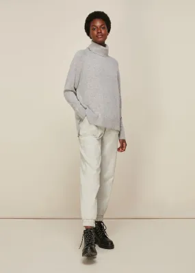 Grey Cashmere Roll Neck Knit