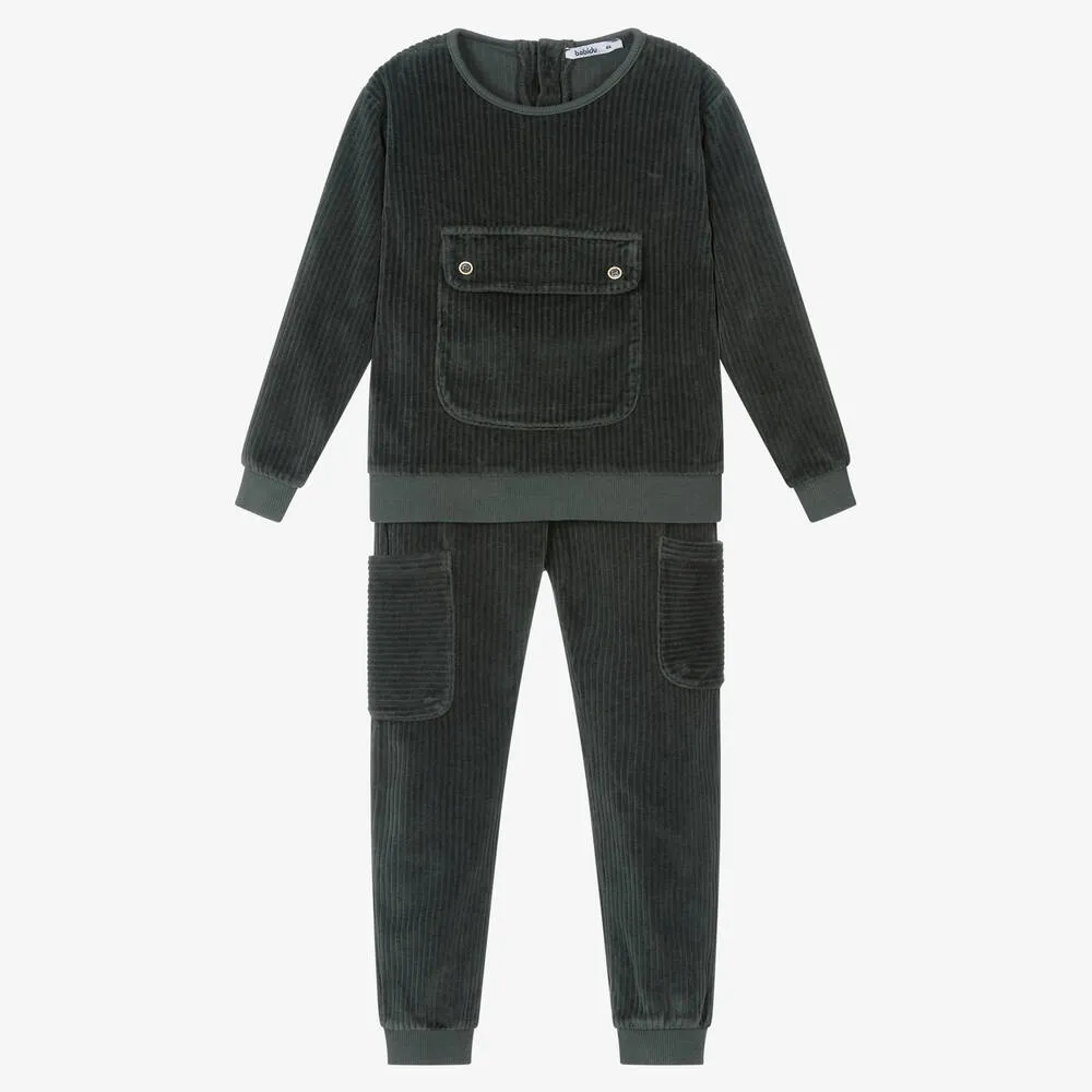 Grey Corduroy Cotton Tracksuit