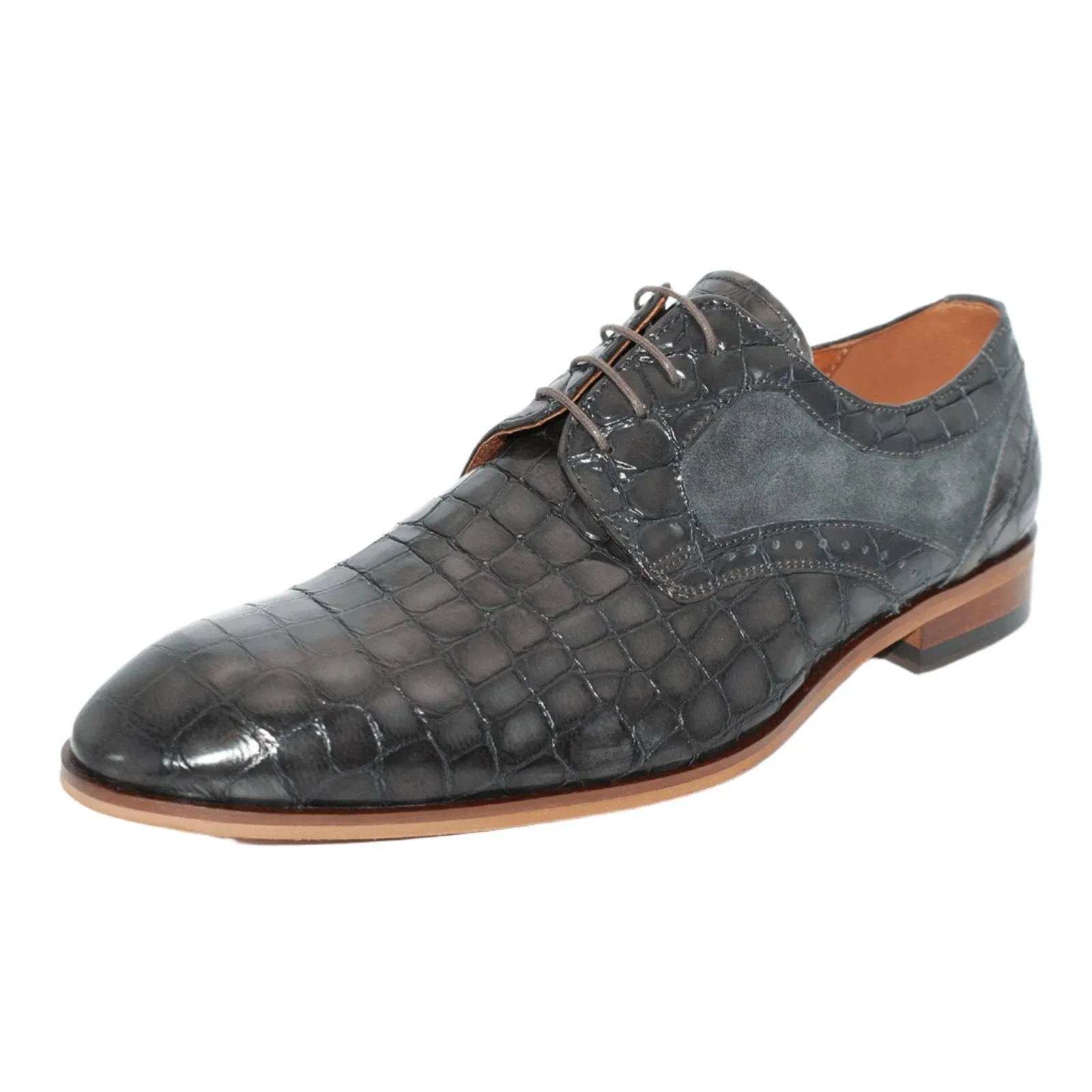 Grey Crocodile Skin Effect Derby