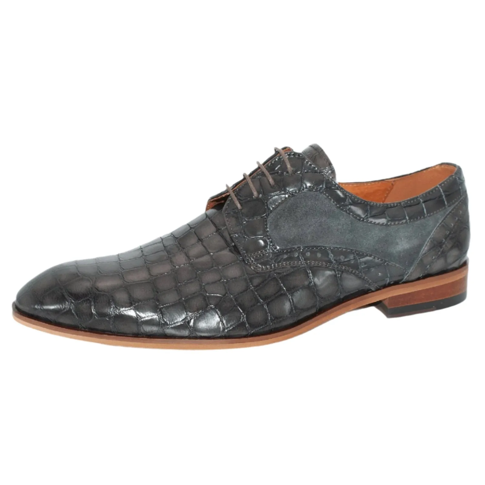 Grey Crocodile Skin Effect Derby