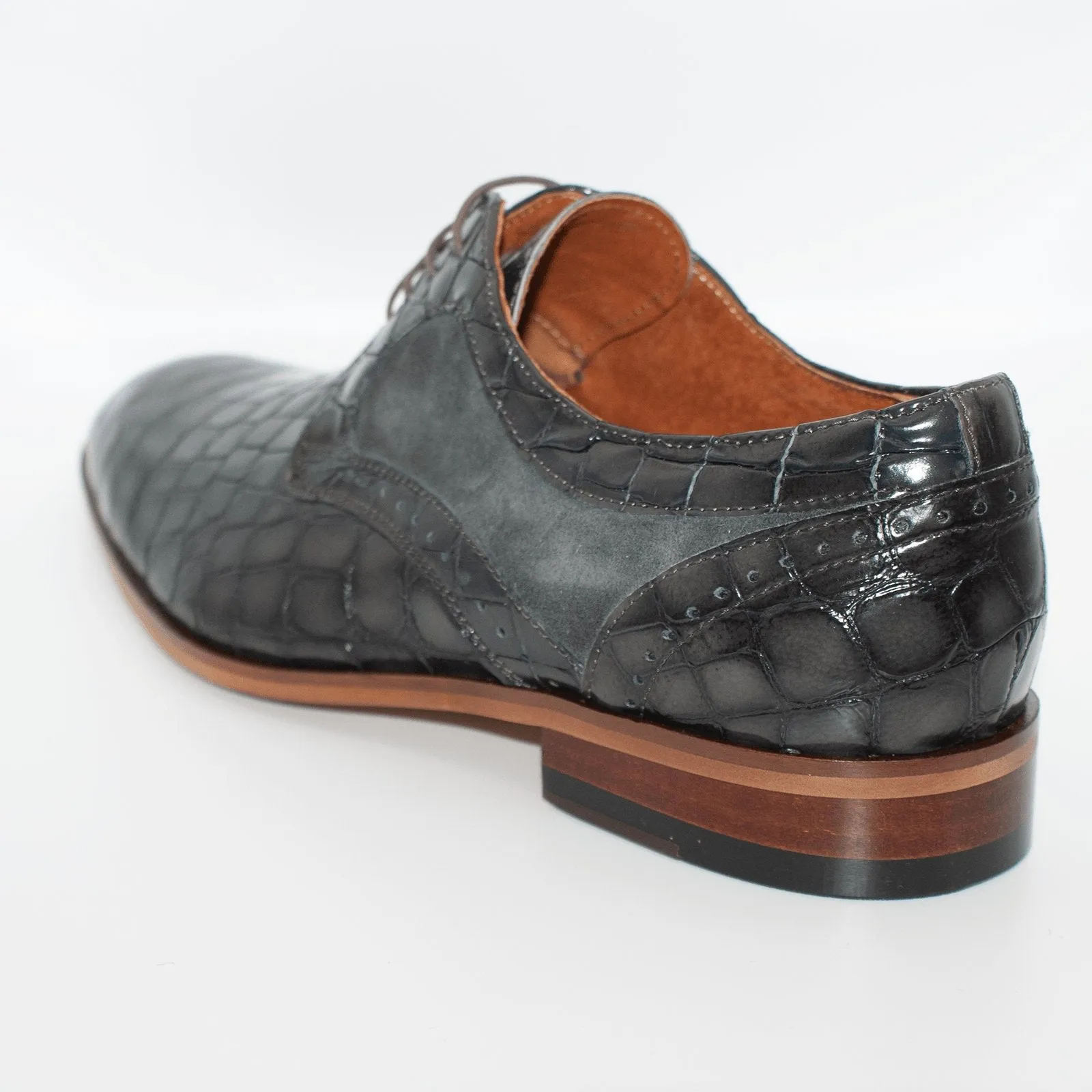 Grey Crocodile Skin Effect Derby