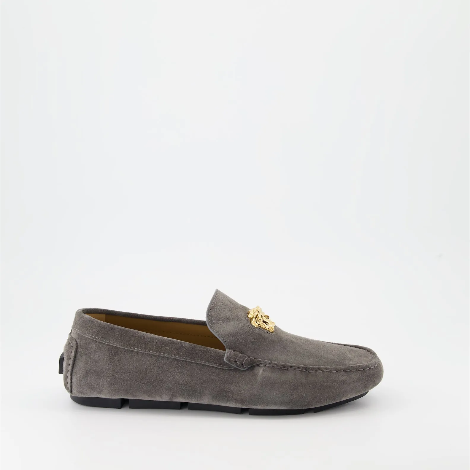 Grey Suede Driver Moccasins