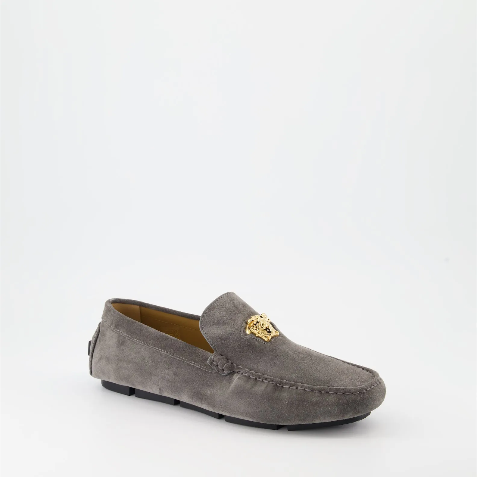 Grey Suede Driver Moccasins