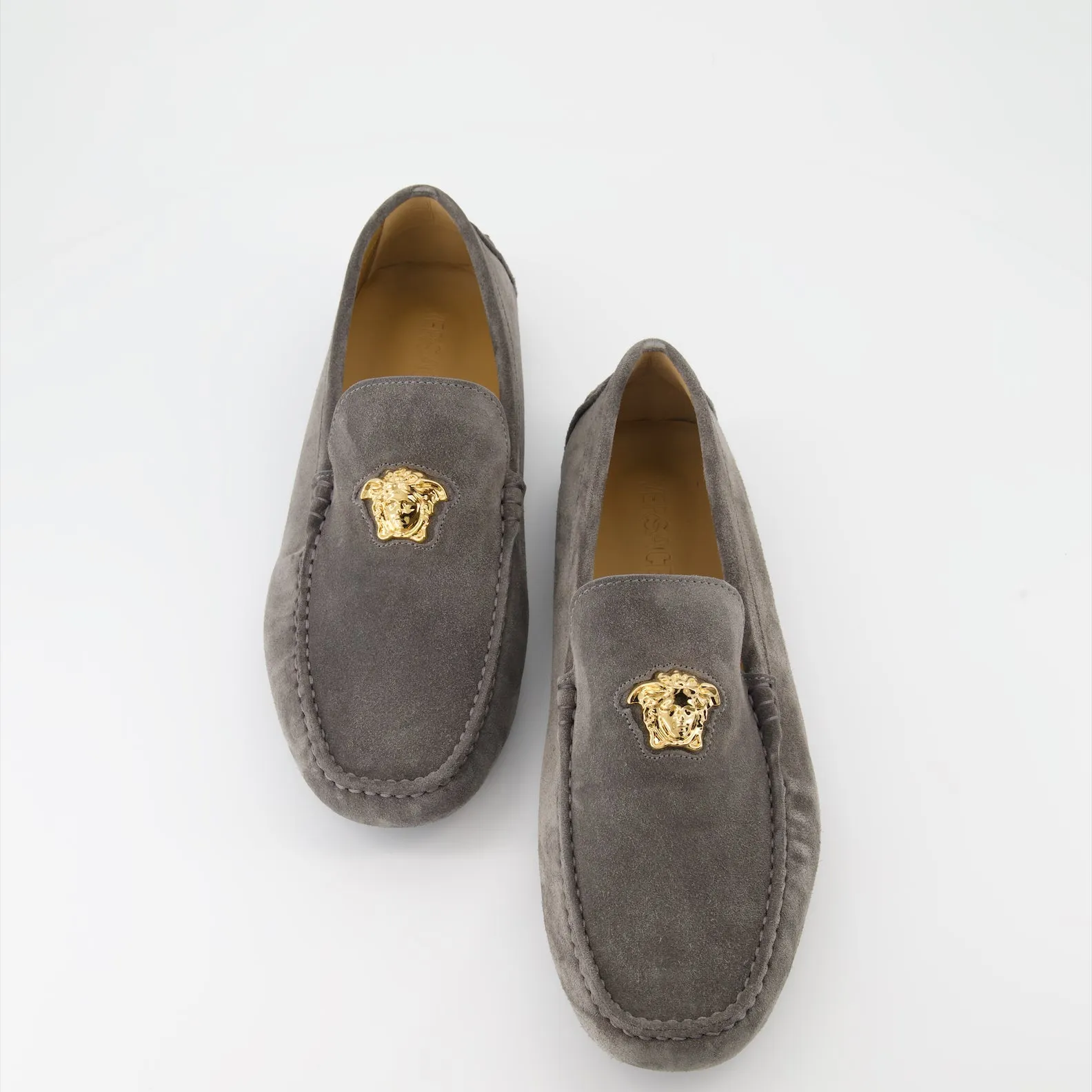 Grey Suede Driver Moccasins