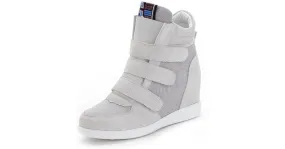 Grey Velcro High Top Wedge Sneakers