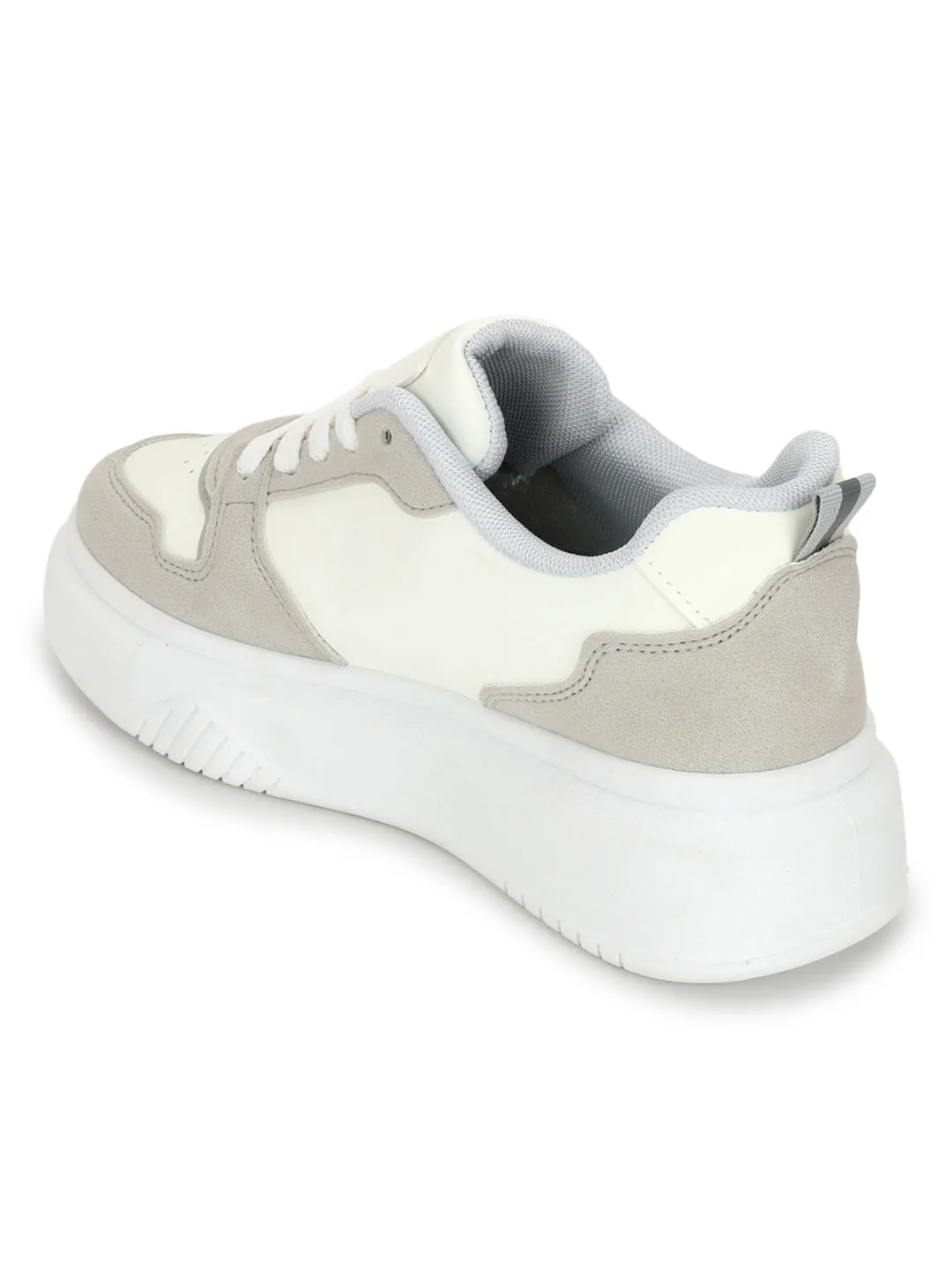 Grey White Suede Stylish Lace-Up Sneakers (TC-RS3609-GRYWHT)