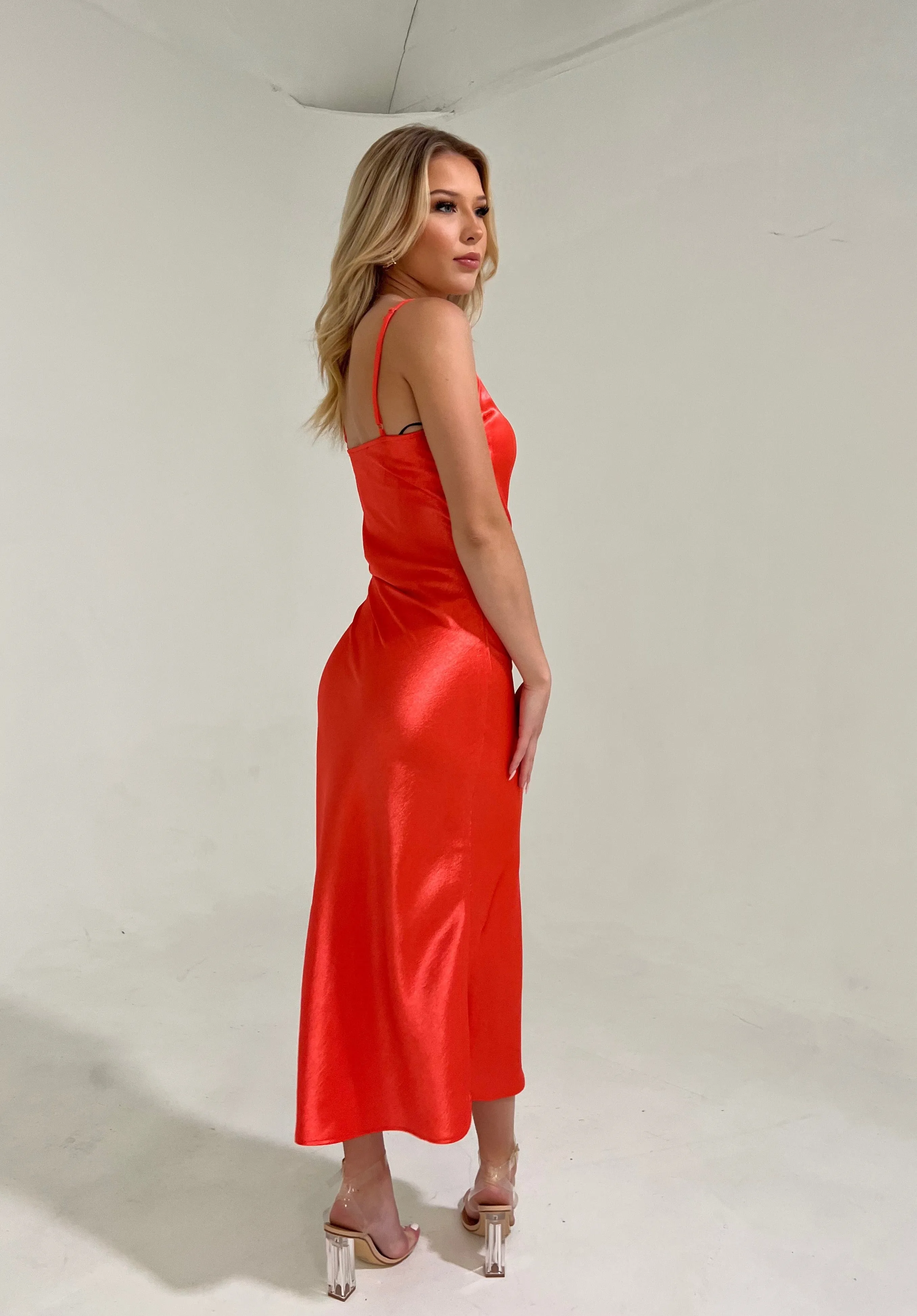 Elegant Red Satin Dress