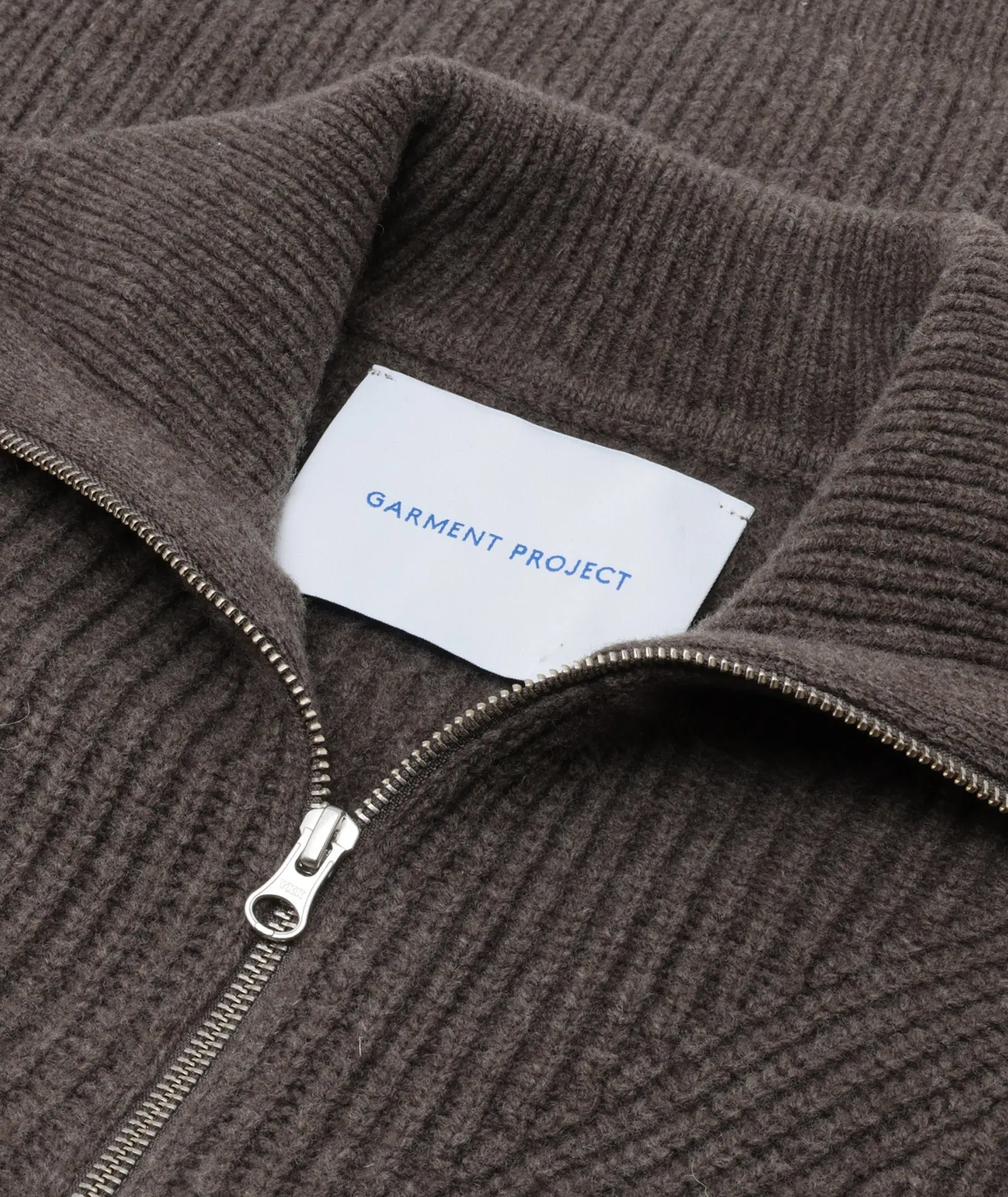 Half Zip Wool Knit - Dark Taupe Melange