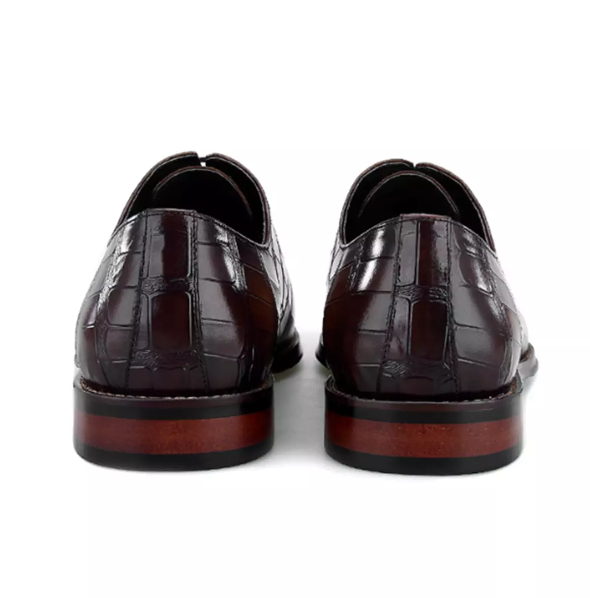 Handmade Oxfords in Cow Leather with Crocodile Pattern for Men