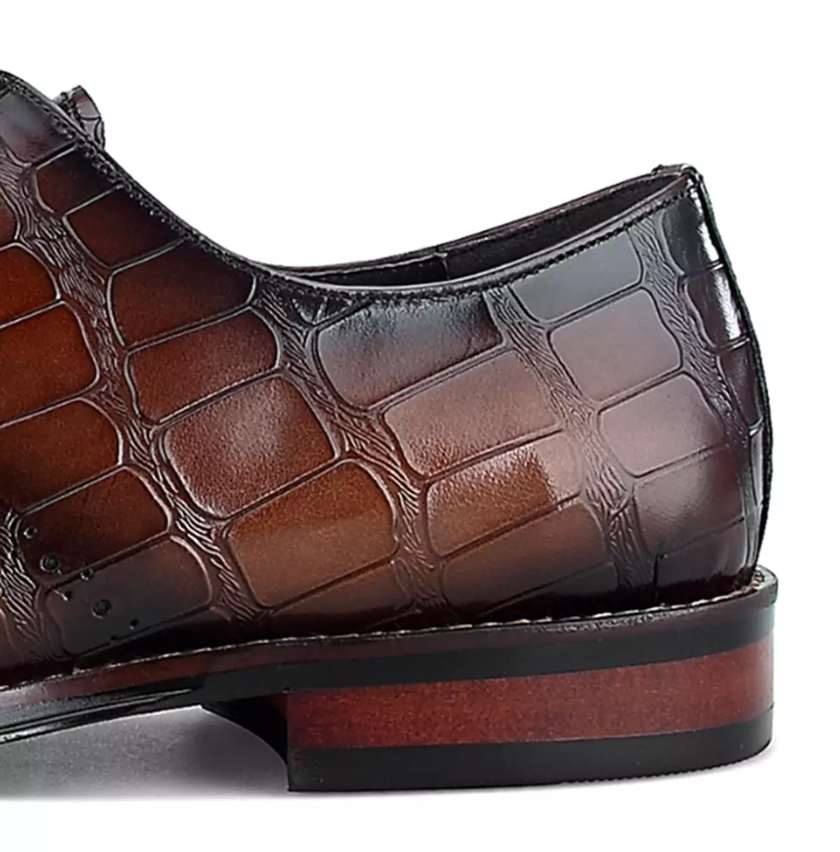 Handmade Oxfords in Cow Leather with Crocodile Pattern for Men