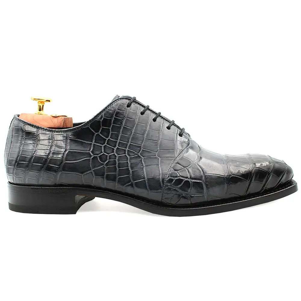 Harris Genuine Crocodile Oxfords Grigio