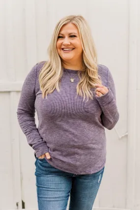 Harvest Knit Top with Pocket in Eggplant