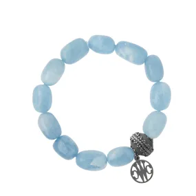 Aquamarine Beaded Stretch Bracelet - Helen