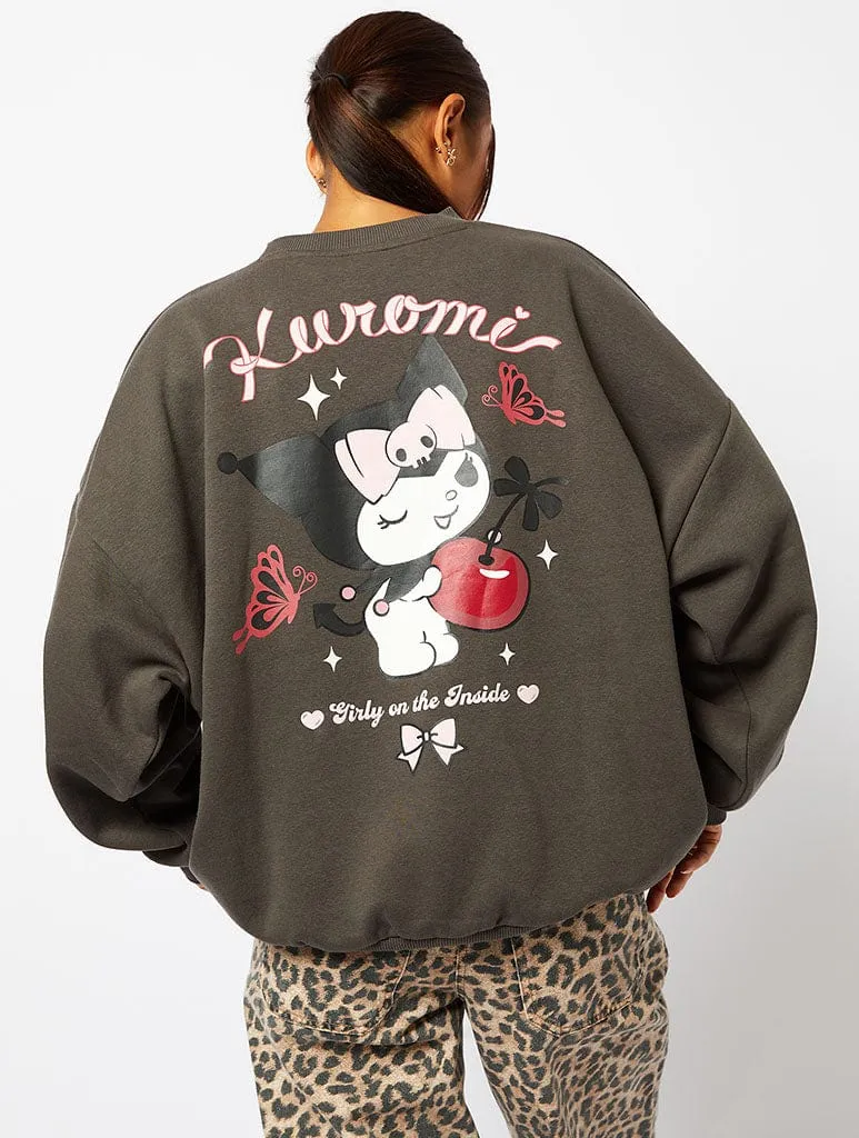 Hello Kitty x Skinnydip Kuromi Cherry Sweatshirt in Black