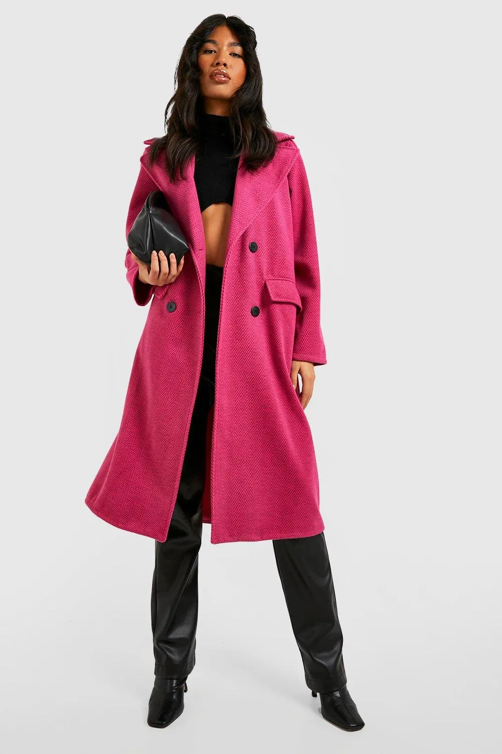 Herringbone Wool Look Coat