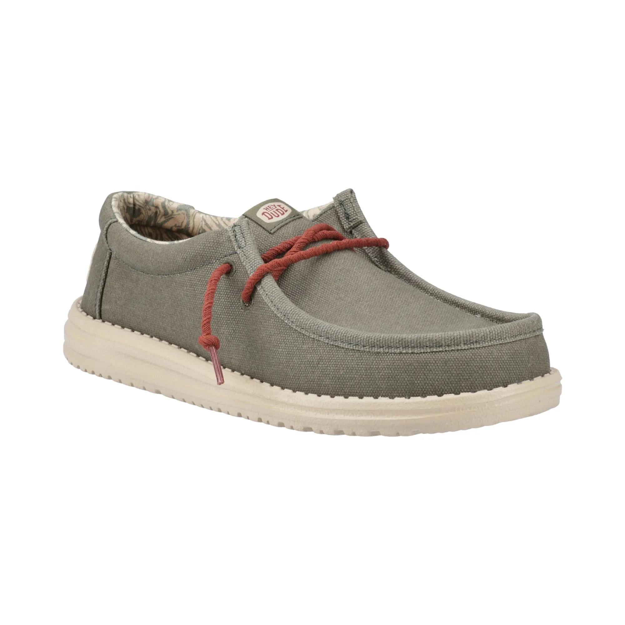 HEYDUDE Wally Waxed Canvas Mens Shoes - Olive