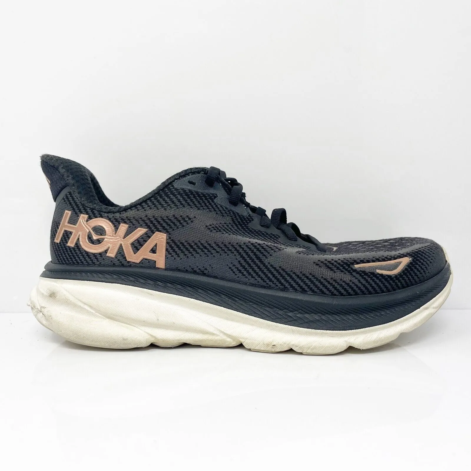 Hoka One One Womens Clifton 9 1127896 BRGL Black Running Shoes Sneakers Size 7 B