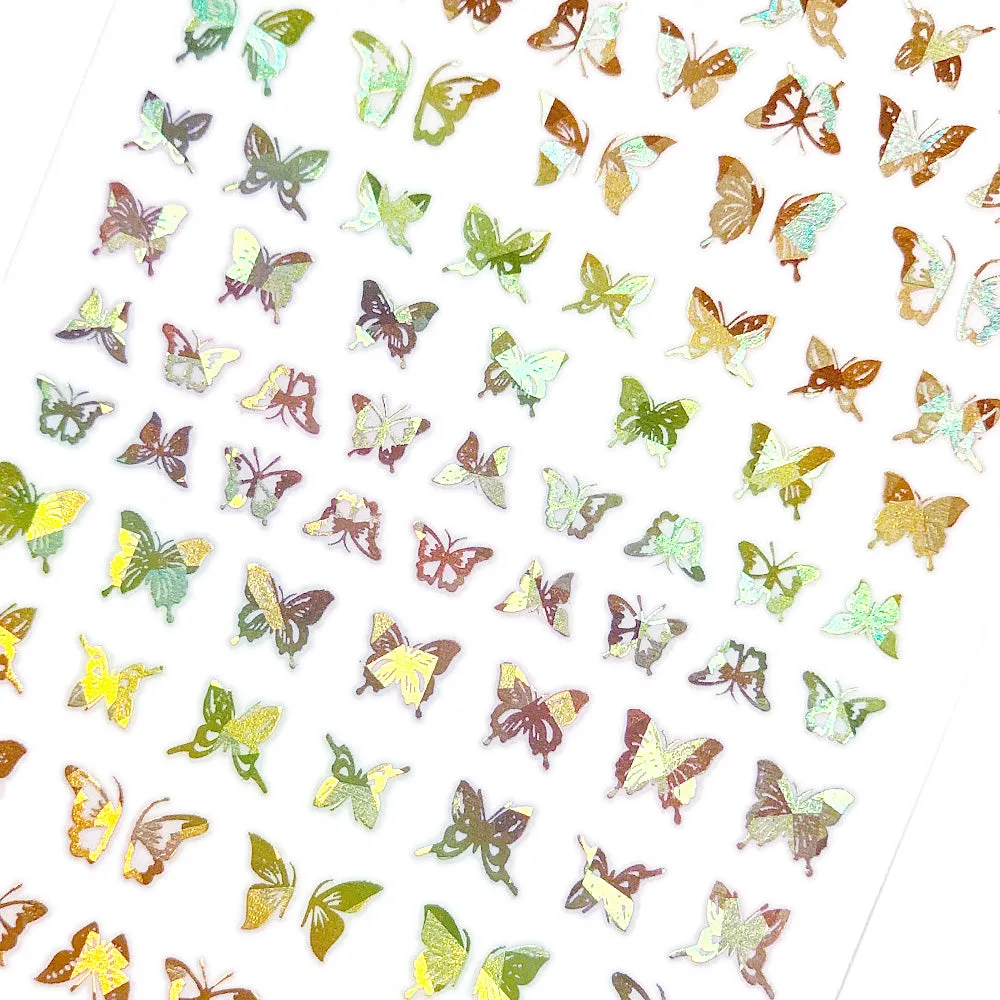 Holographic Butterfly Nail Art Sticker / Flutter / Gold