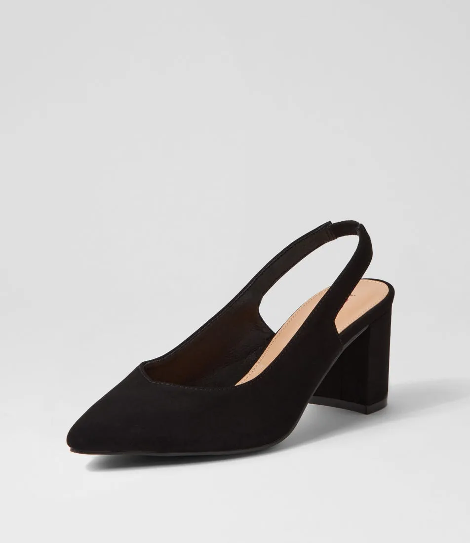 I LOVE BILLY Lomer Black Nubuck Pu Heels