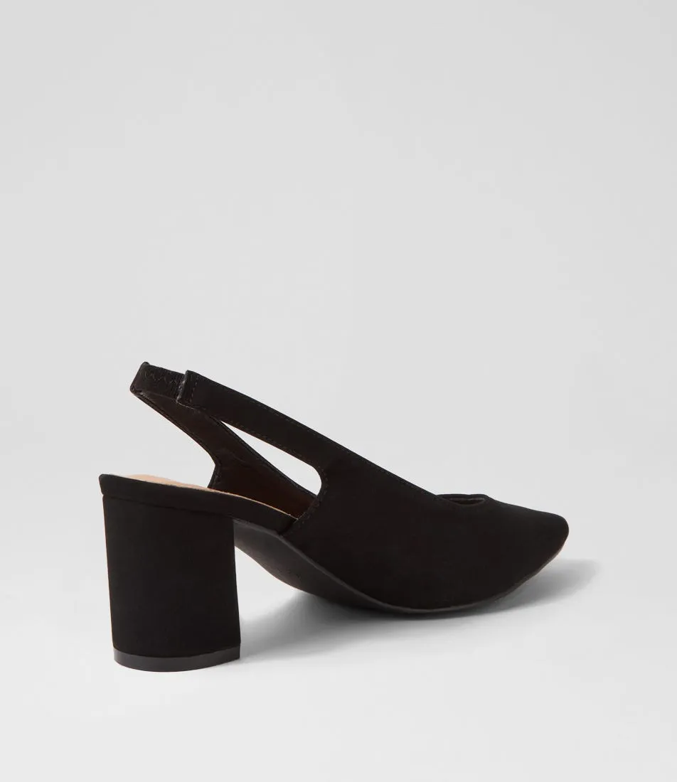 I LOVE BILLY Lomer Black Nubuck Pu Heels