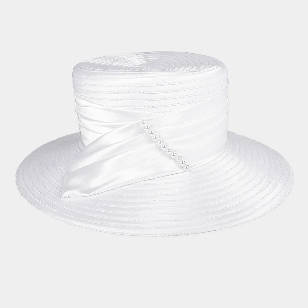 iLLASPARKZ Elegant Sash Pearl Braid Hat