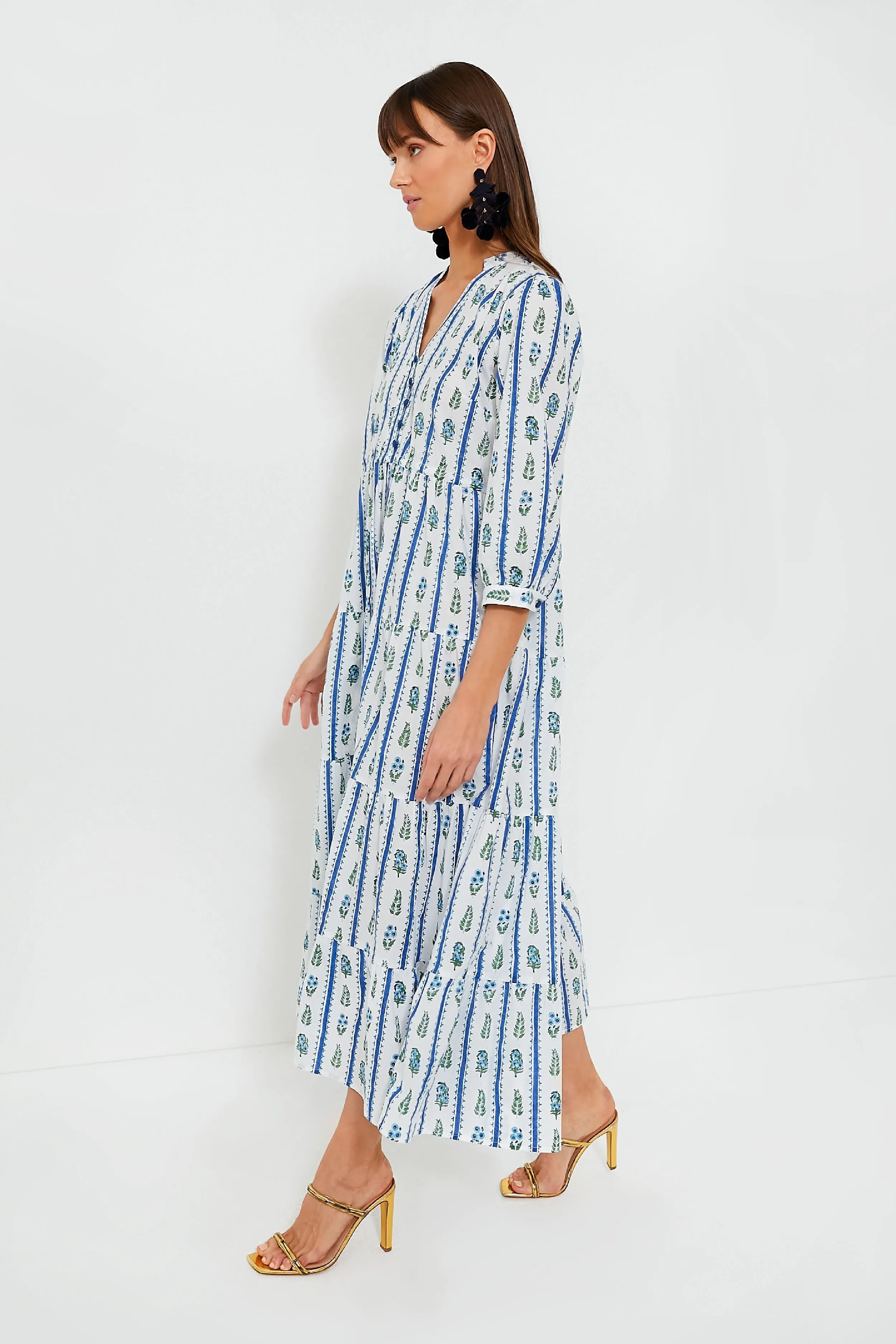 Indigo Border Maria Dress