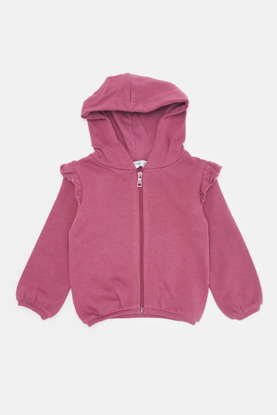 Infant Girls Mauve Zip -Through Hooded Sweatshirt