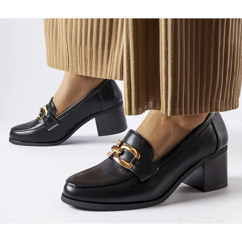 Black Classic Artus Buckle Moccasins by Inna