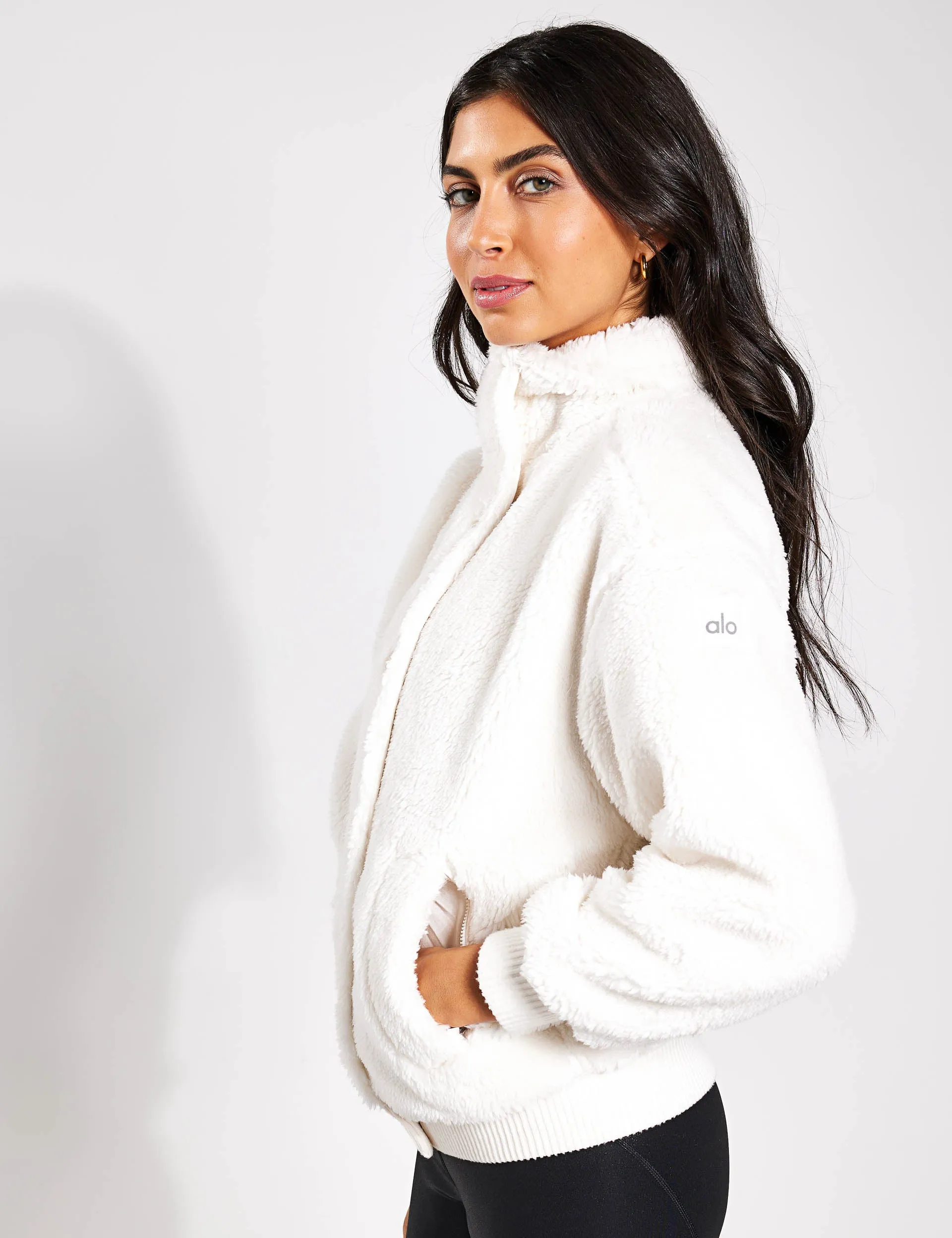 Ivory Sherpa Varsity Jacket - Buy Online Now