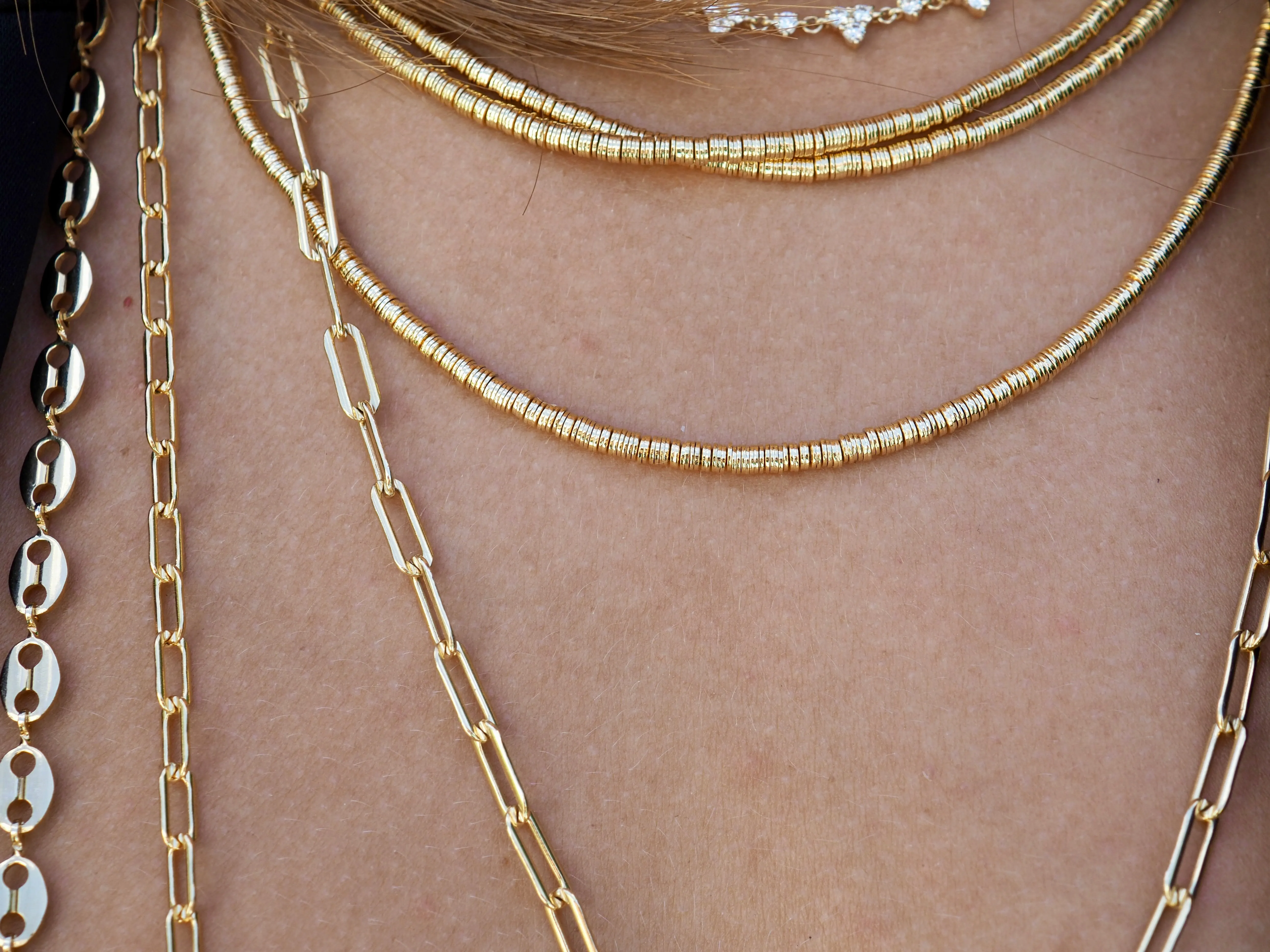 Gold Beaded Necklace - Jana Flat