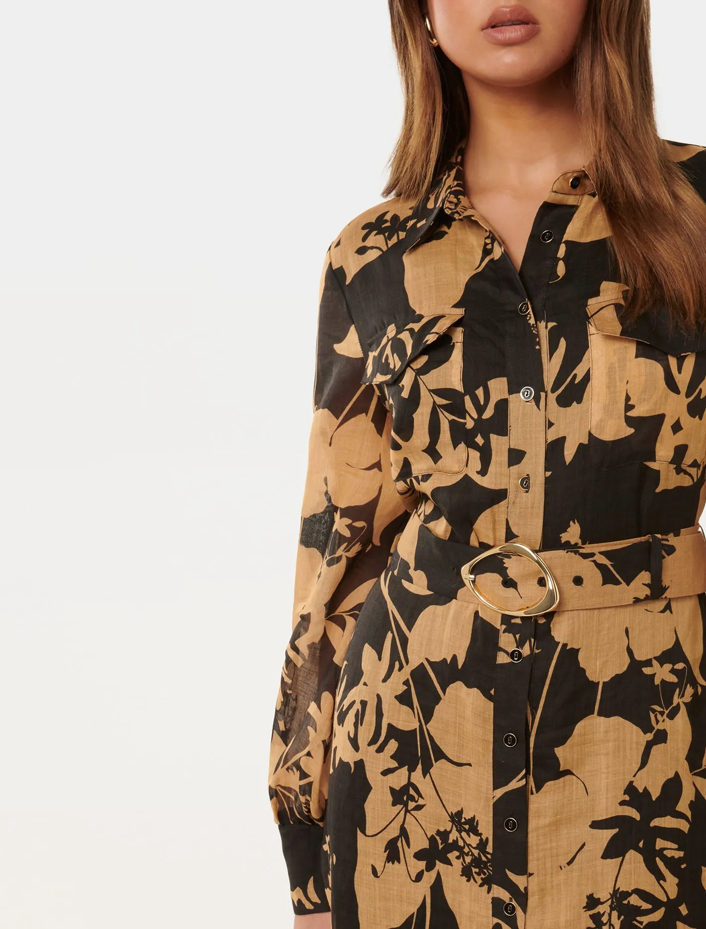 Janie Printed Midi Shirt Dress