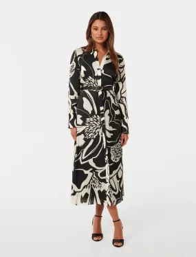 Janine Satin Midi Shirt Dress