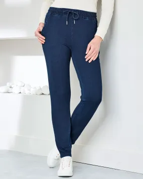 Denim Joggers in Jersey Fabric