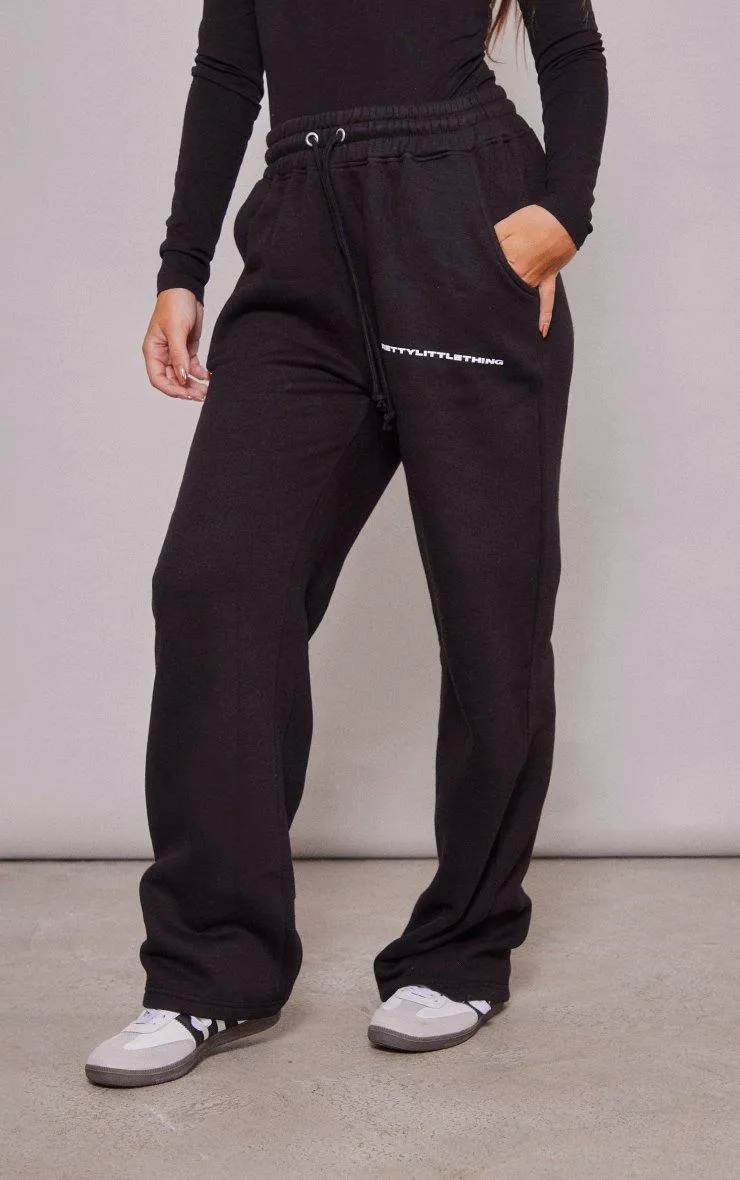 Women's Black Logo Straight Leg Joggers