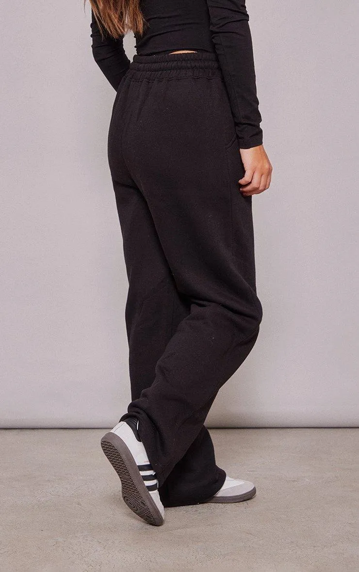 Women's Black Logo Straight Leg Joggers