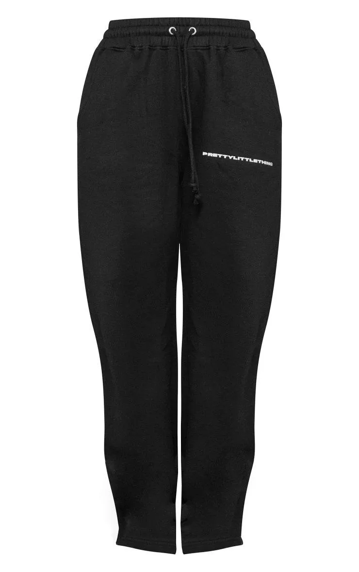 Women's Black Logo Straight Leg Joggers