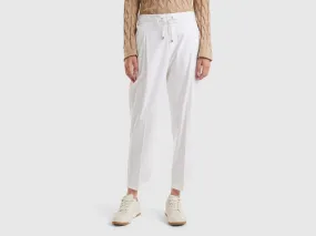 Joggers in stretch cotton - White | Benetton