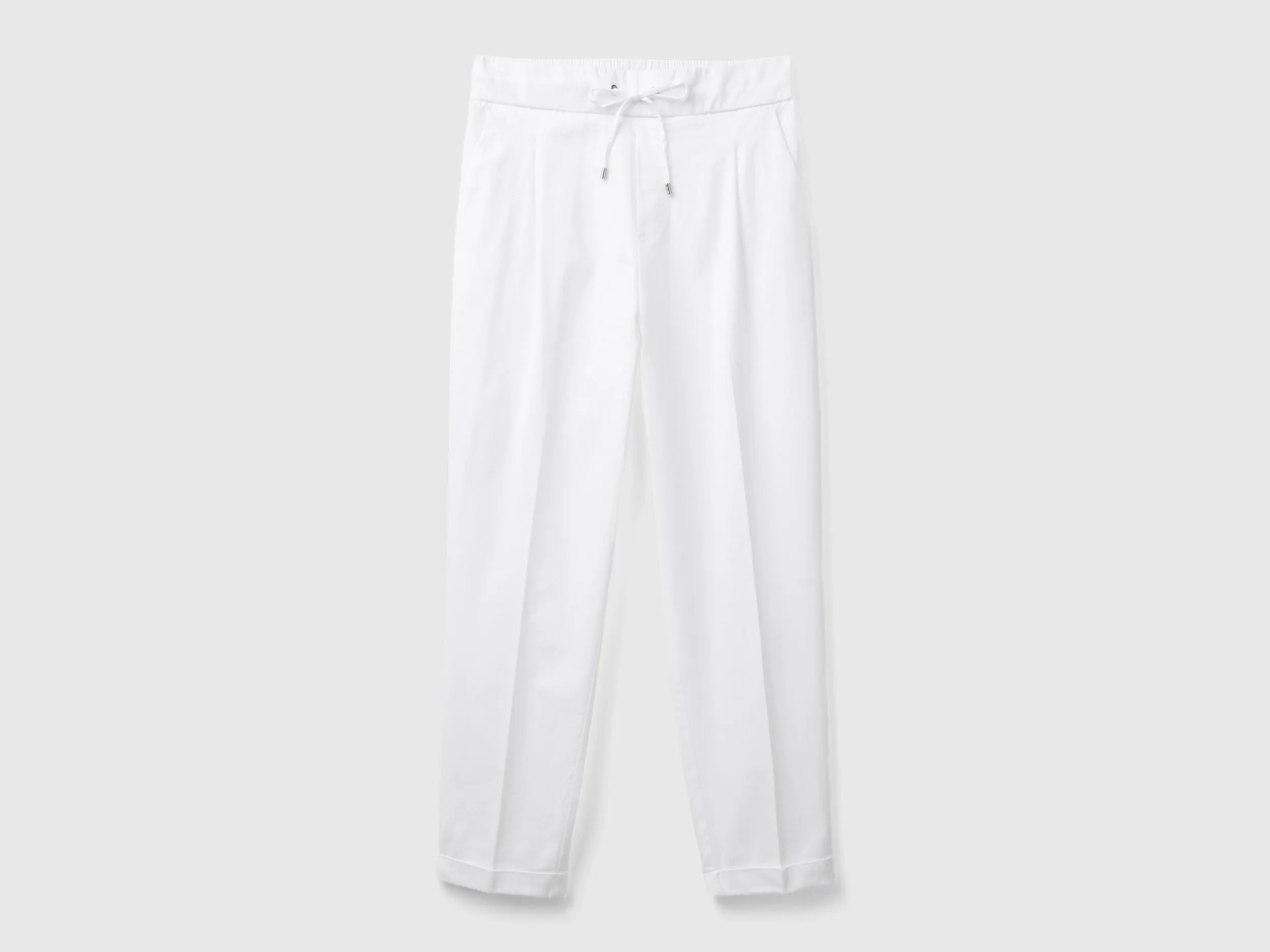 Joggers in stretch cotton - White | Benetton