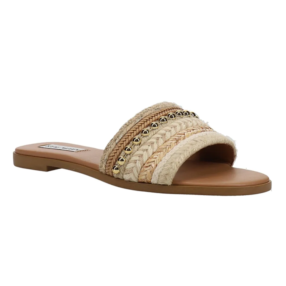 Kassi Raffia Studded Slide Sandals