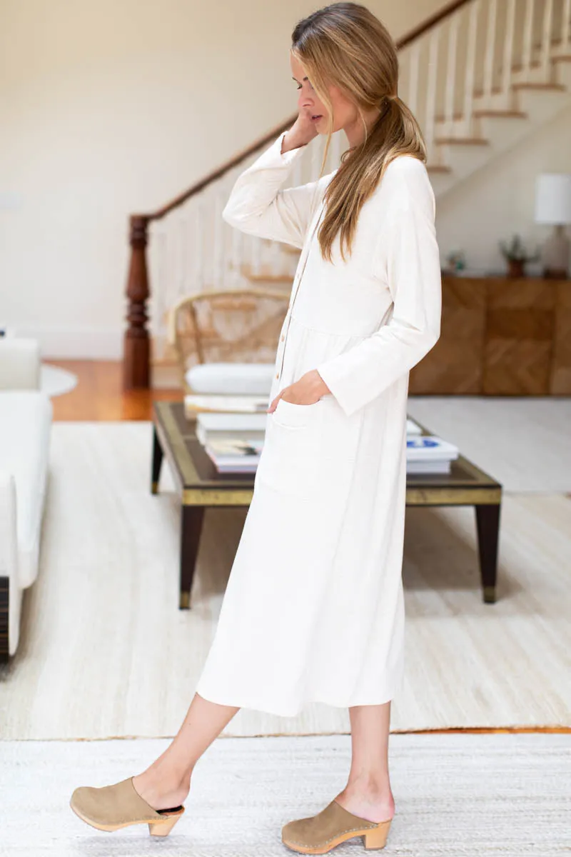 Knit Midi Shirtdress - Almond