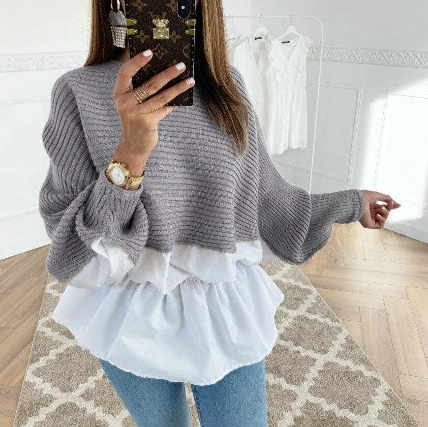 Knit stitching loose top