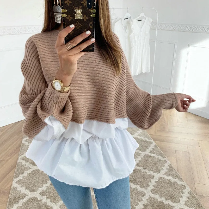 Knit stitching loose top