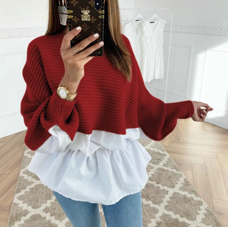 Knit stitching loose top