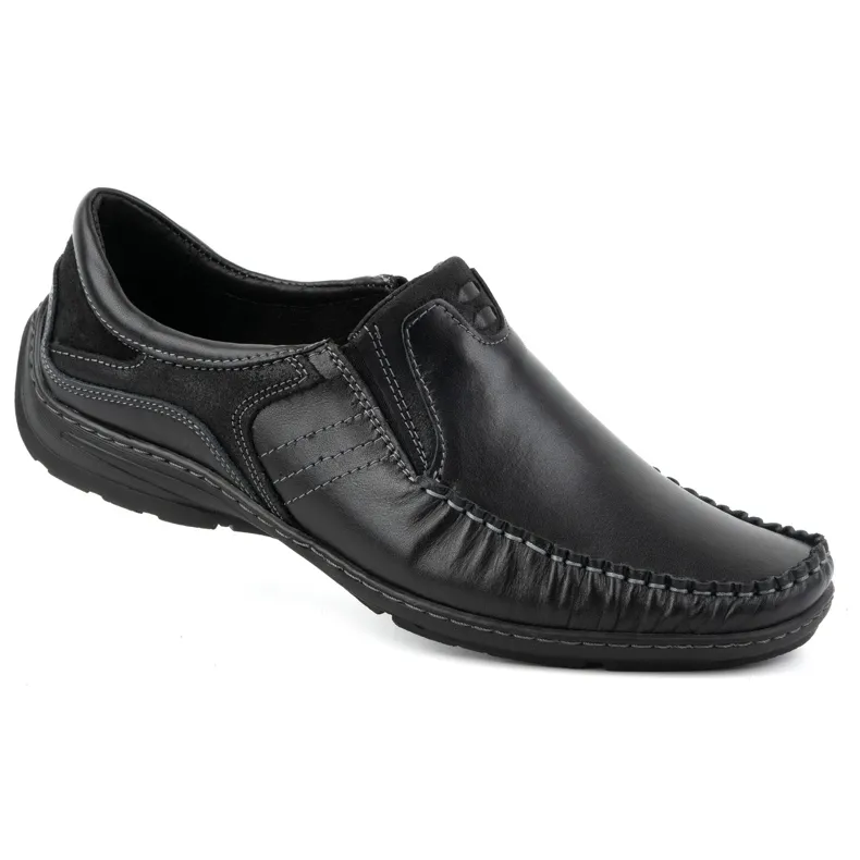 Men's Leather Moccasins 627K Black