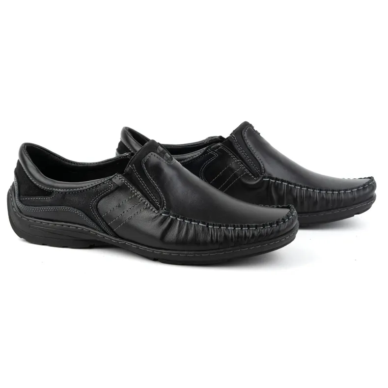 Men's Leather Moccasins 627K Black