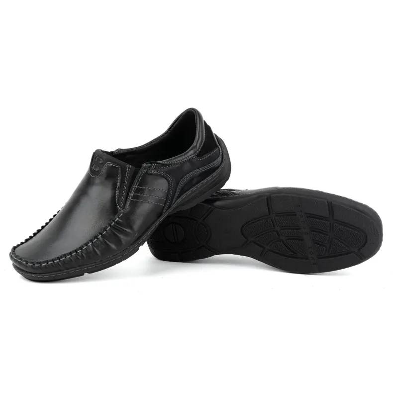 Men's Leather Moccasins 627K Black