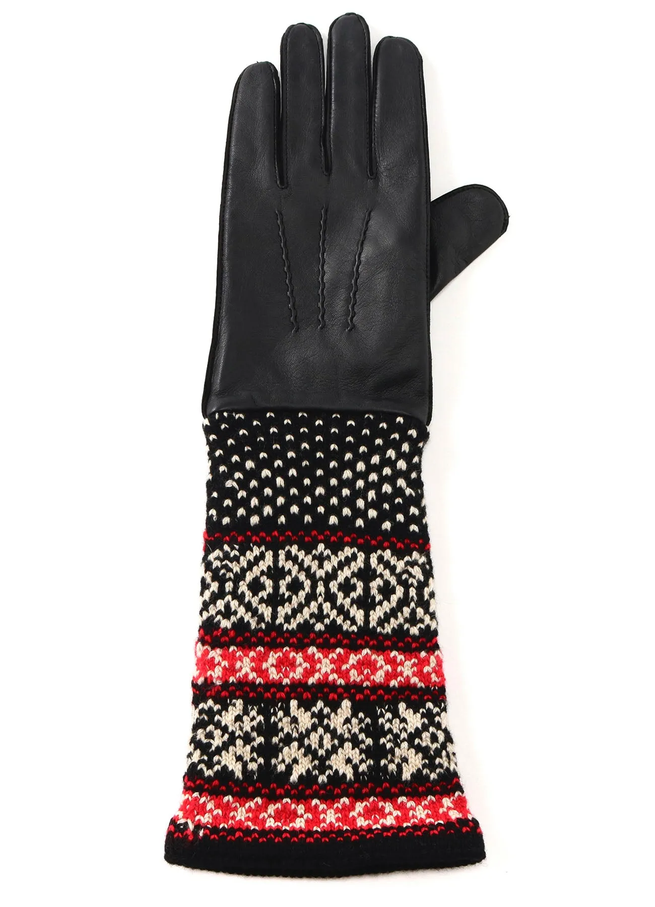 LAMB SKIN/WJQ KNIT CUFFS GLOVE