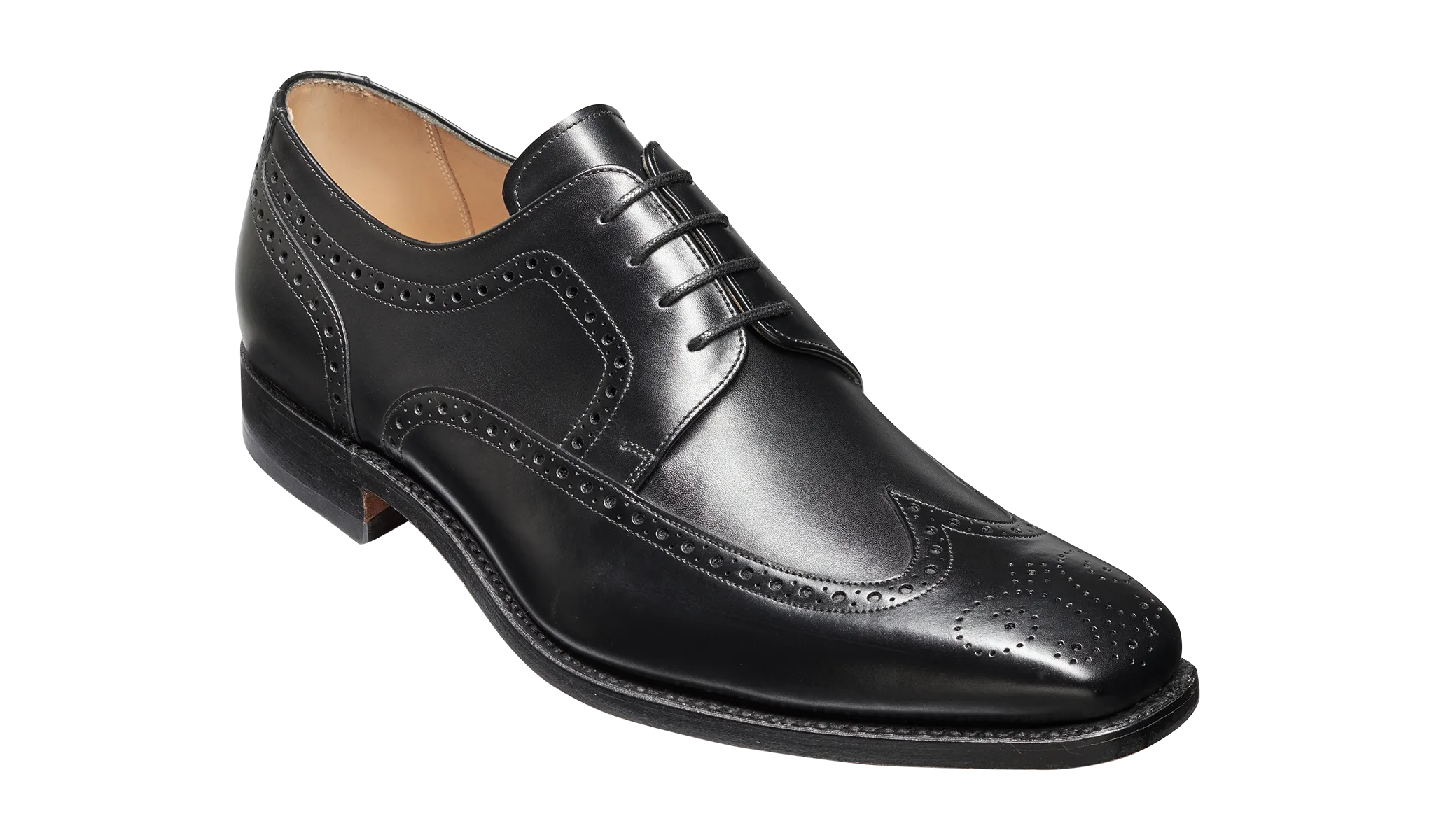 Larry - Black Calf Brogue Derby Shoe