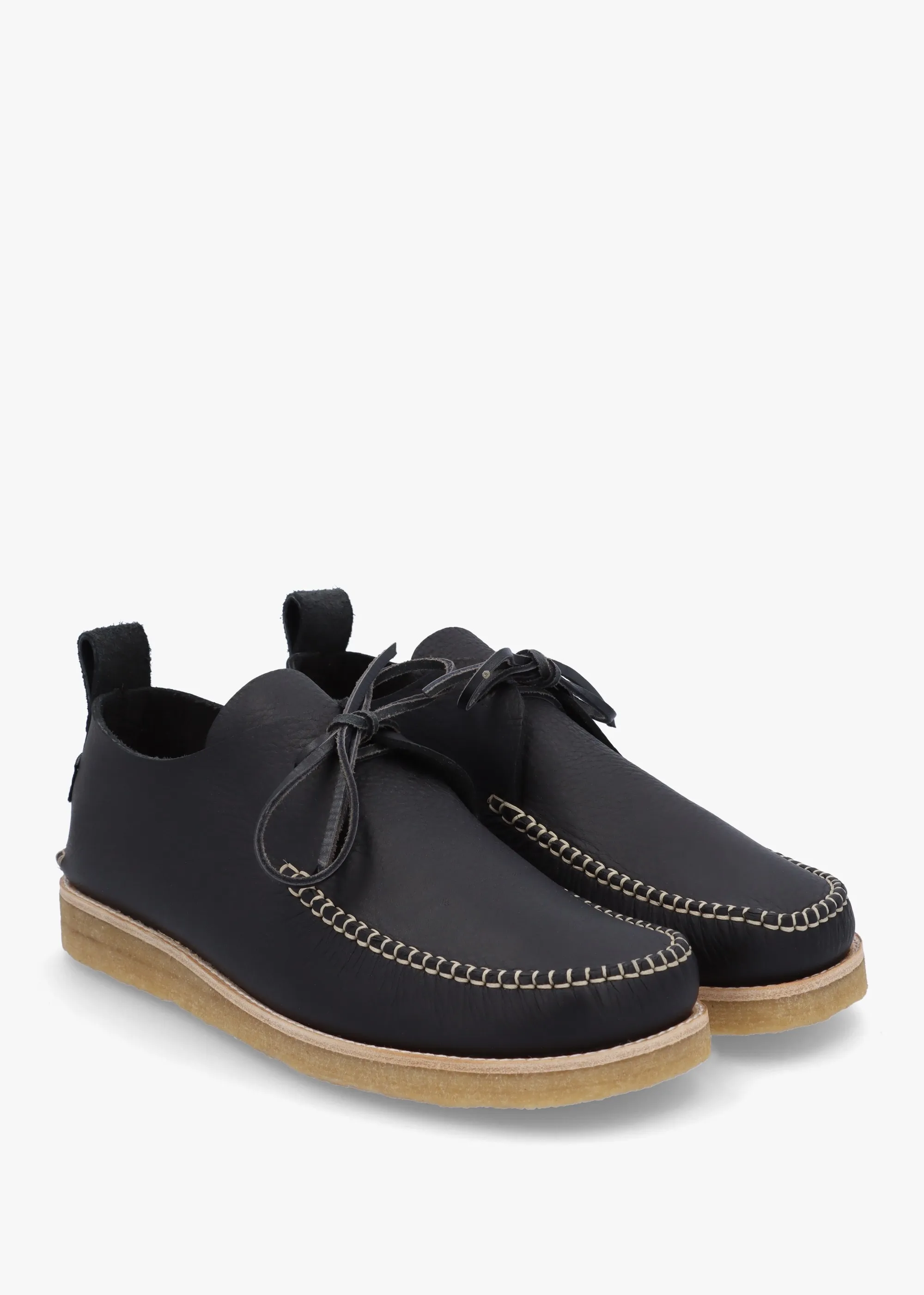 Black Leather Moccasins with Crepe Sole