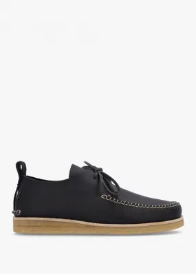 Black Leather Moccasins with Crepe Sole